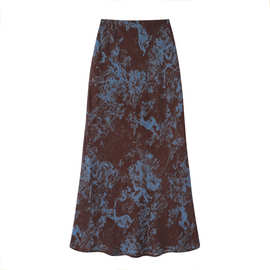 三标齐全 天猫品质 五线打边 晕染印花薄款斜裁鱼尾半身裙