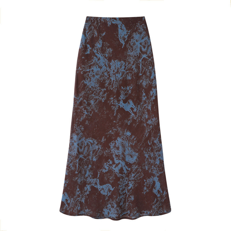 Complete Set of Tags, Tmall Quality, Five-Line Edge Stitching, Gradient Print, Thin Diagonal-Cut Fishtail Skirt Complete Set of Tags, Tmall Quality, Five-Line Edge Stitching, Gradient Print, Thin Diagonal-Cut Fishtail Skirt