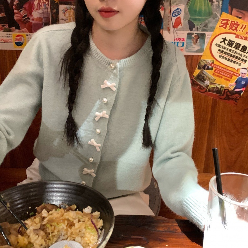 ニットカーディガン女性のための春と秋の新作 2024 韓国スタイル日本カジュアル多用途優しいスタイルパールボタンセータージャケット女性のための|undefined