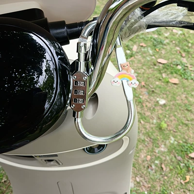 Helmet lock – Cartoon Electric Vehicle Helmet - large-silver-little-bear-rainbow