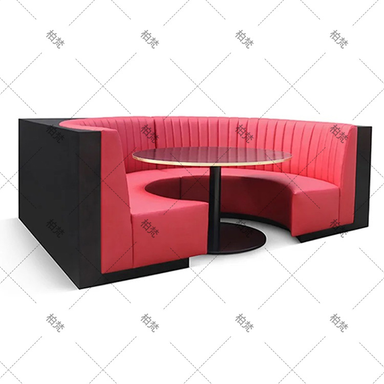 Almacenamiento sofá de madera sólida sofá curva de forma especial contra la pared cafetería cadena de tiendas restaurante comercial exclusivo transfronterizo
