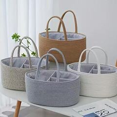 アルファベット柄の綿紐編み収納バスケット卸売、取り外し可能な内側バスケット、収納バスケット、持ち運び可能