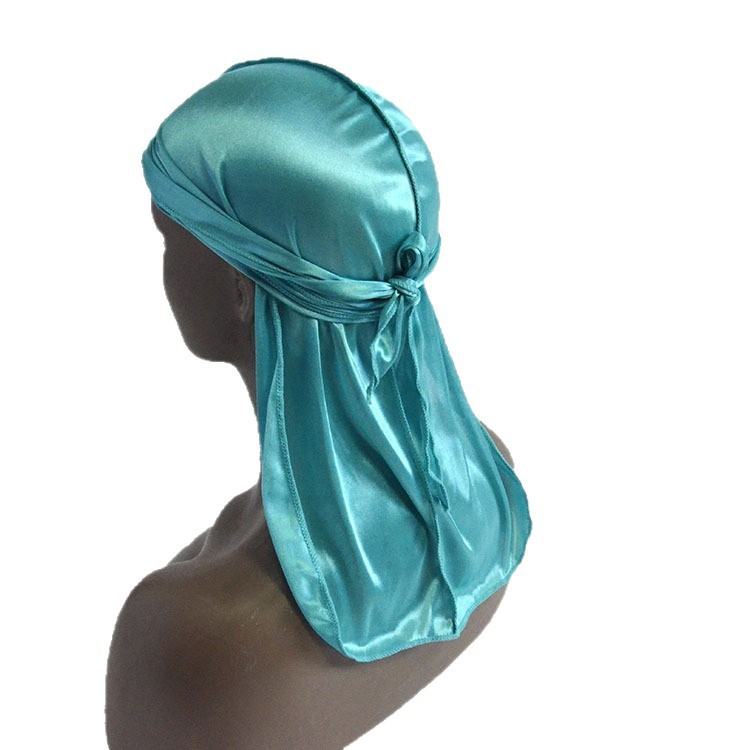 Amazon vende pañuelos elásticos en caliente, sombreros de baotou, sombreros piratas de seda, sombreros de cola larga hip hop silky durag