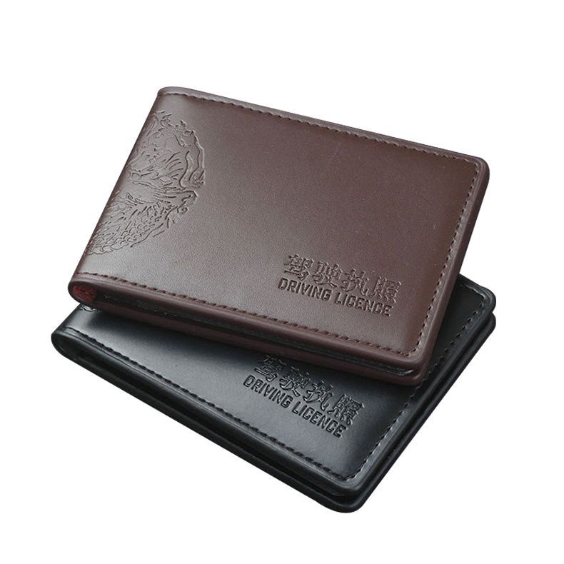 Carpeta de tarjeta de licencia de conducir 2 - en - 1 bolsa de documentos de cuero suave para hombres y mujeres licencia de conducir de vehículo de motor ultrafina