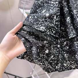 甜美碎花雪纺荷叶边层层蛋糕裙女夏2025新款高腰A字褶皱蓬蓬短裙
