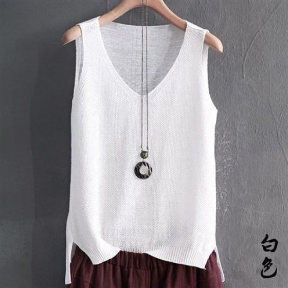 40.00 kg-100.00 kg Loose plus size Camisole Women's Summer Knitted Ice Silk T-Shirt Base Shirt Sleeveless Inner Top