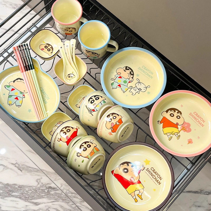 Crayon Shin-Chan Tableware Household Ceramic Bowls New Bowls, Plates, Chopsticks, High-Looking Plates, Cute Dishes and Plates Sets Crayon Shin-Chan Tableware Household Ceramic Bowls New Bowls, Plates, Chopsticks, High-Looking Plates, Cute Dishes and Plates Sets