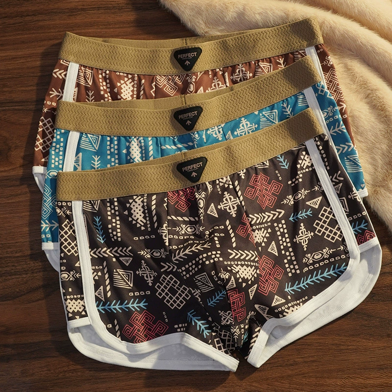 Мужское нижнее белье дропшиппинг, антибактериальные, ретро-этно стиль, боксеры, дышащие, большие размеры, шорты для мальчиков