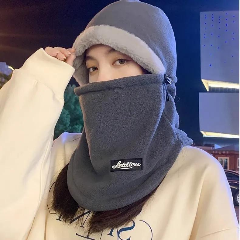 帽子女冬季新款围脖包头一体护耳电动车骑行保暖帽防风防寒骑行|undefined
