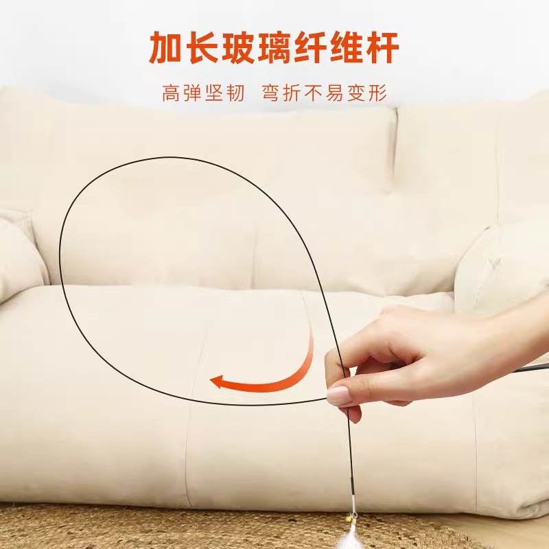 Divertido gato palo retráctil larga varilla gato juguete auto-Hola aliviar tapada reemplazo cabeza caña de pescar gatito consumo suministros físicos