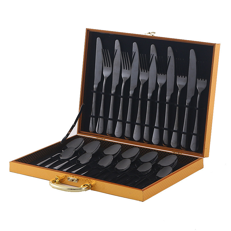 Juego de vajilla de acero inoxidable de Amazon transfronterizo 1010 Cuchillos, tenedores y cucharas de comida occidental Juego de 24 piezas Cuchillos y cucharas de bistec