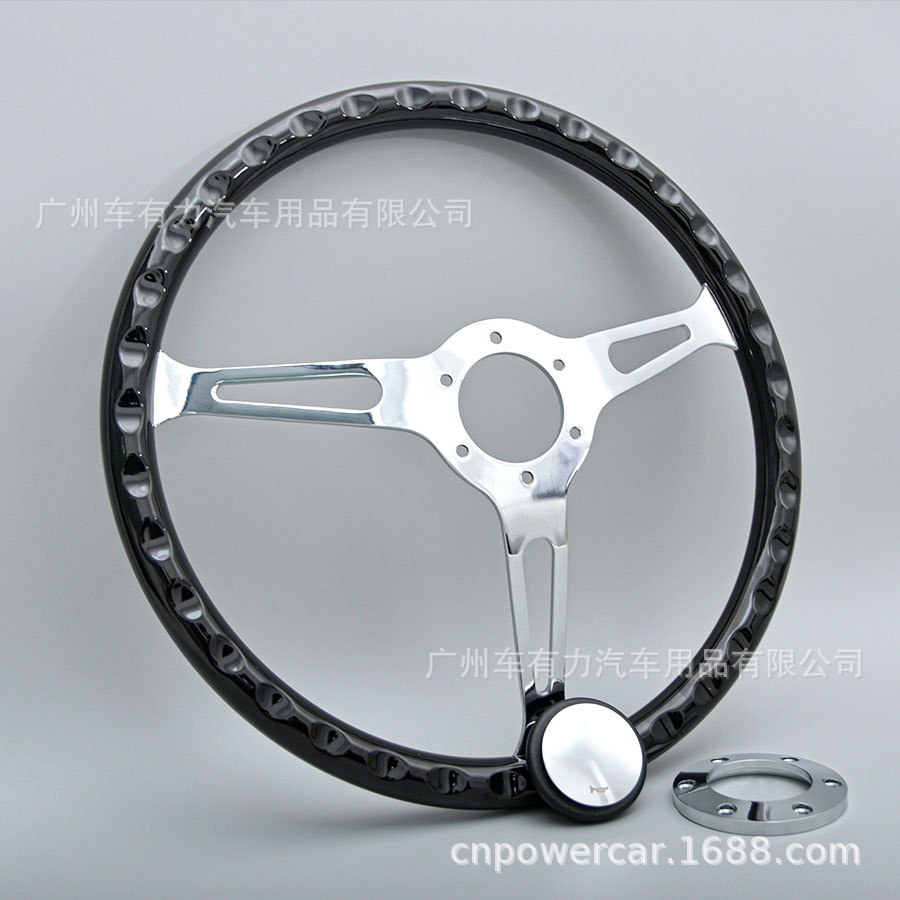 Car Modified Solid Wood Steering Wheel 15inch Suitable for Wuling Black Warrior Alto 380mm Steering Wheel