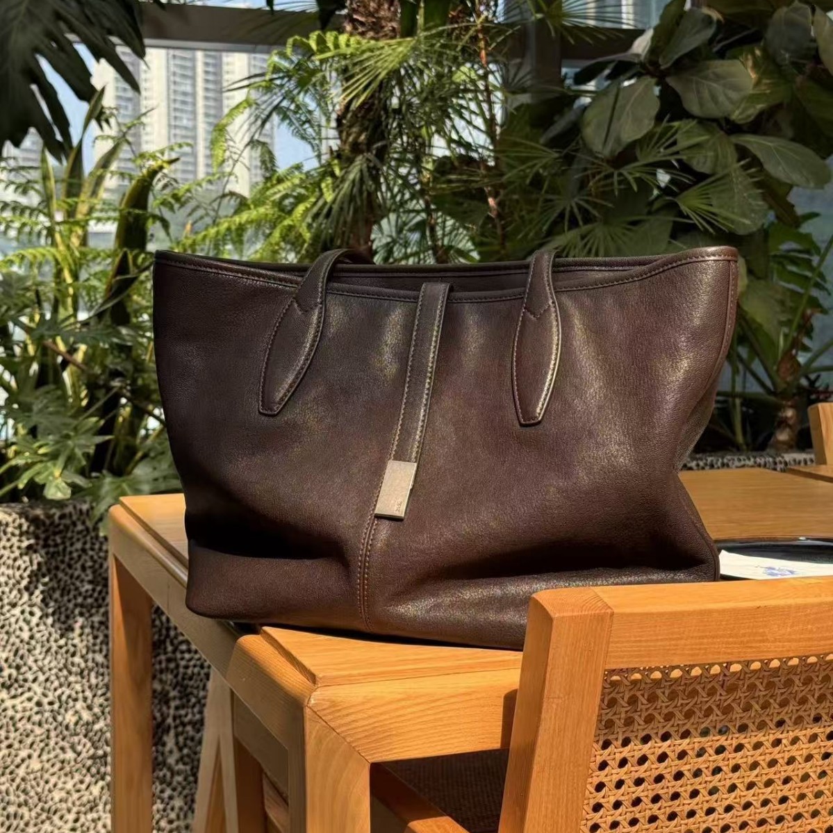 Qiuzhen Vegetable Tanned Cowhide Large Capacity Tote Bag For Women, Genuine Leather Casual Shoulder Bag, 2026 New Arrival - Thumbnail 3