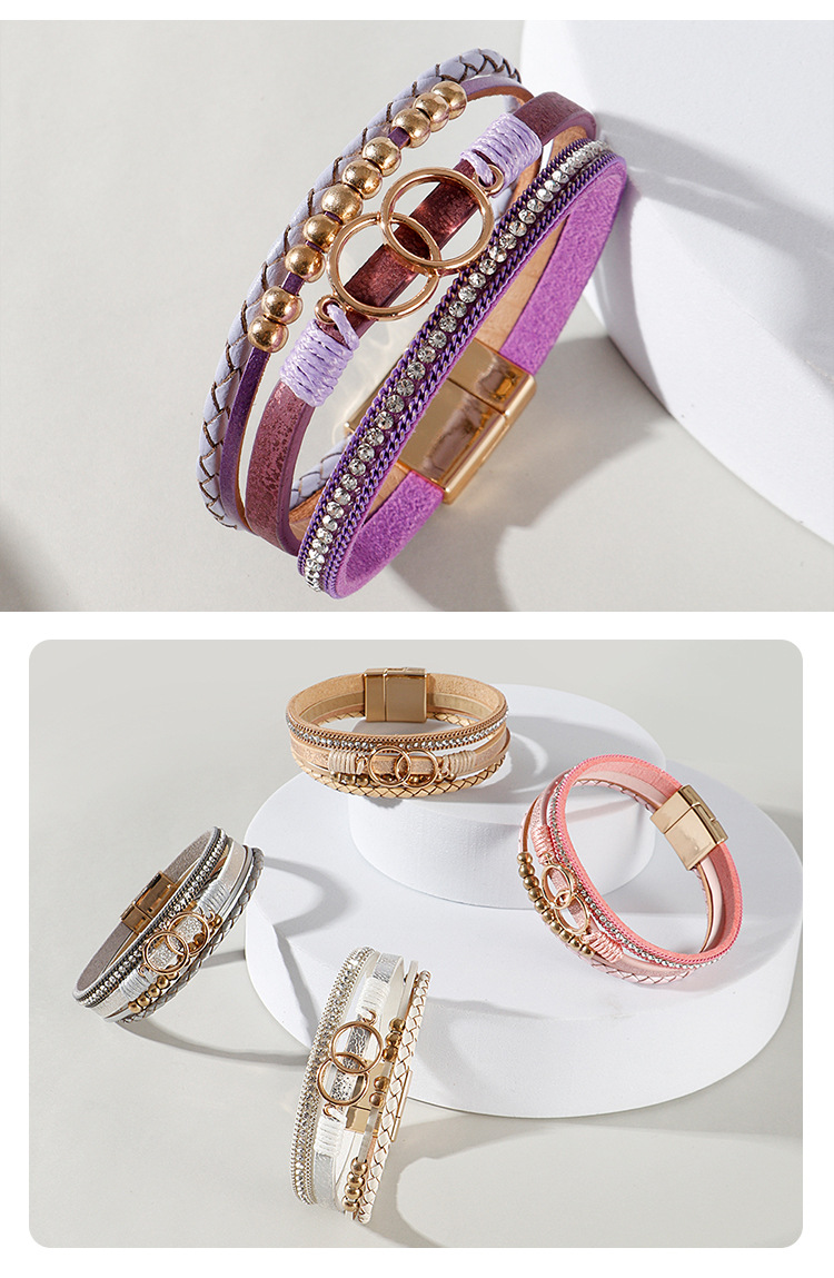 Bohemian Geometric Pu Leather Braid Womenu0027S Bracelets