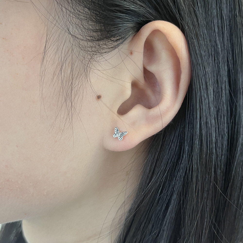 Fashion Butterfly Silver Plating Ear Studs 1 Pair