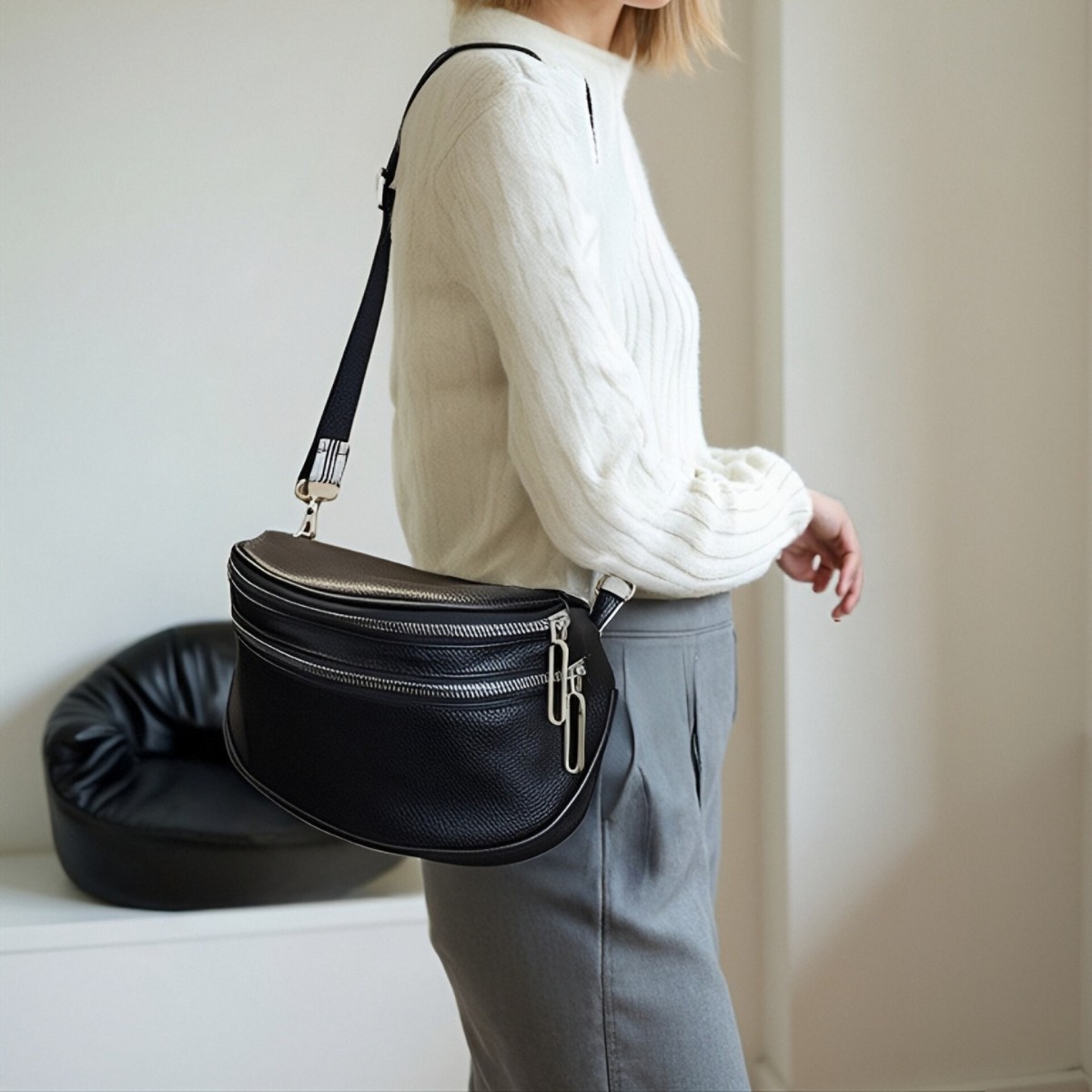 2025 retro de alta gama, doble cremallera, gran espacio, bolso de pecho de todo fósforo, bolso de hombro para mujer de viaje al por mayor