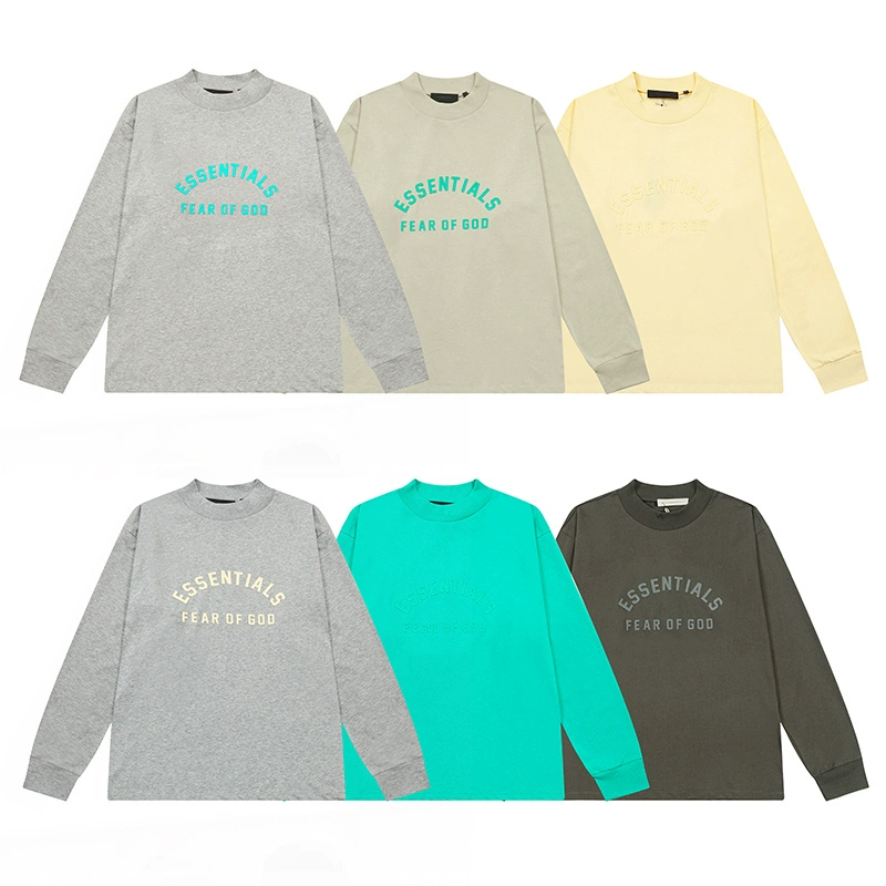 Футболка унисекс с длинным рукавом FOG в американском стиле, с силиконовым флокированием и буквенным принтом, повседневная, свободного кроя, для пар.