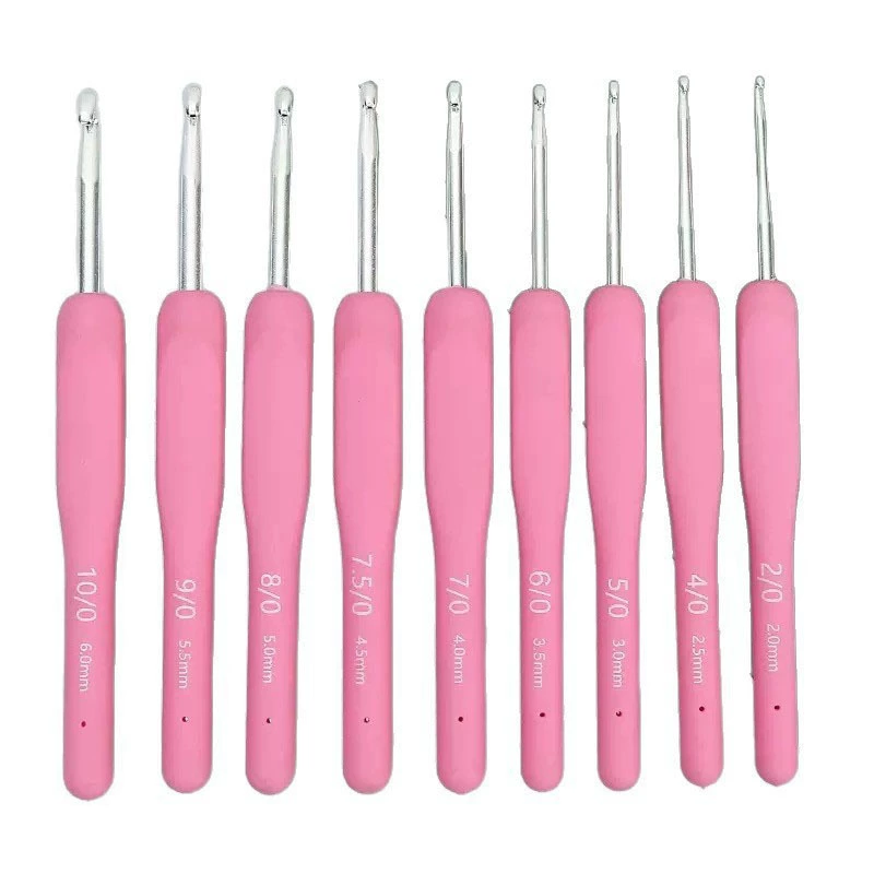 Набор крючков для вязания крючком с розовой мягкой ручкой, инструменты для ручного вязания своими руками, силиконовая нескользящая ручка