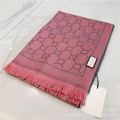 经典双G羊毛围巾男女灰粉色披肩新款提花logo双面字母羊绒长围脖
