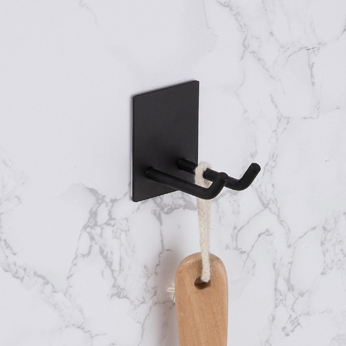Cross-border 304 stainless steel coat hooks, multi-style self-adhesive hooks, black hooks, punch-free coat hooks, metal coat hooks