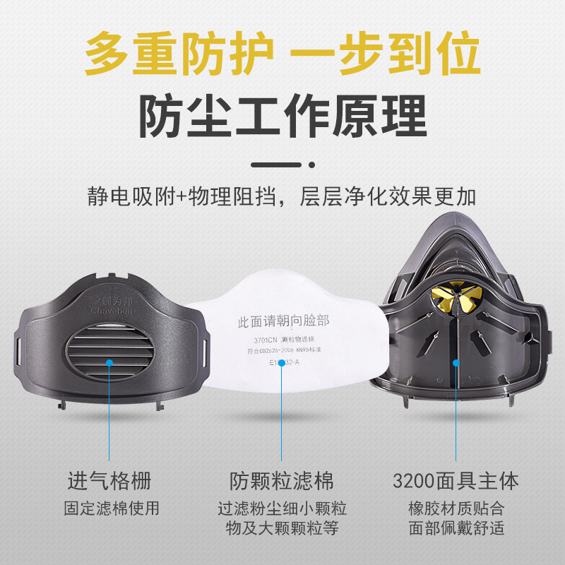 Máscara de polvo de Nariz de cerdo 3200 máscara de polvo soldador minero mina de carbón especial pulido máscara de polvo gris