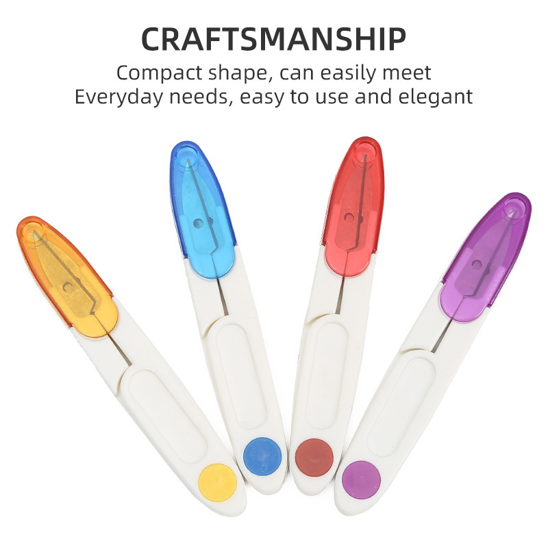 Ventas directas de fábrica Cubierta transparente de color Mango de plástico Tijeras de hilo de seguridad Tijeras de hilo de pescado Tijeras de hilo Accesorios de herramientas de sastre portátiles