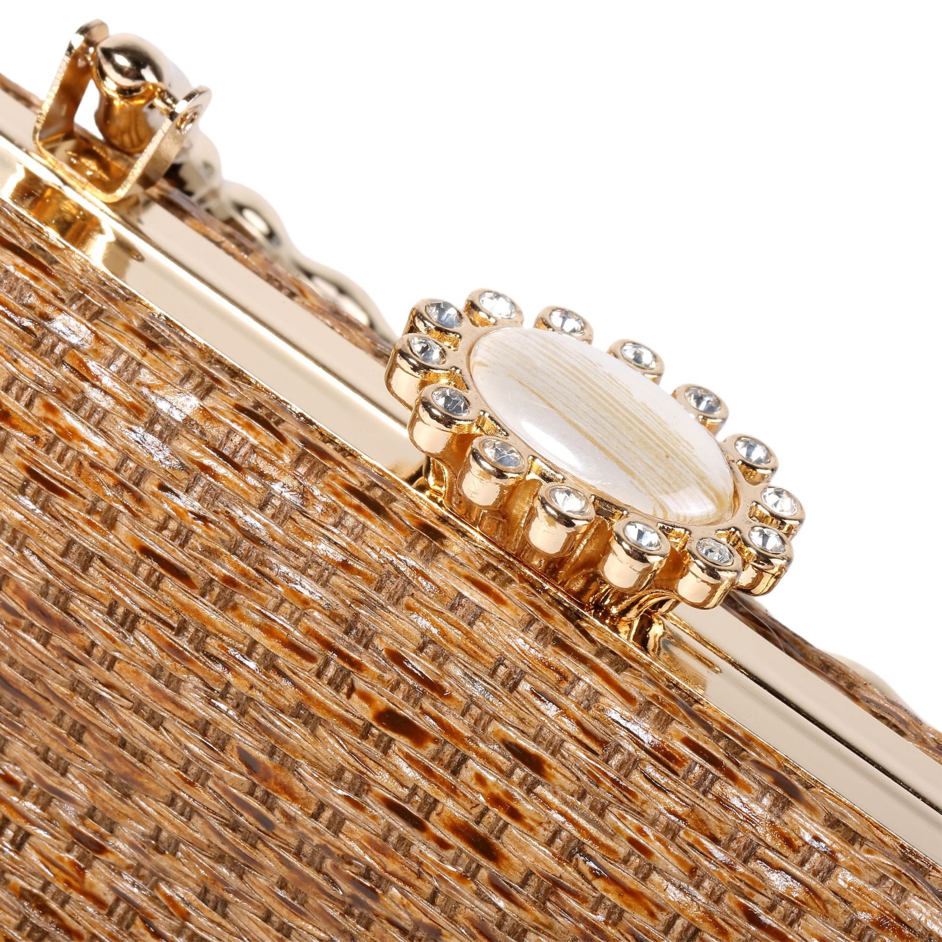 322g Weight Lock clasp Closure Type Ring Handle, Chain Strap Type Evening Bag, Box bag Bags Type Casual Occasion Straw Material Solid Color Pattern All Seasons Season Women's Gender Elegant Style Square Shape Women's Straw Solid Color Elegant Square Lock Clasp Evening Bag Box Bag 6