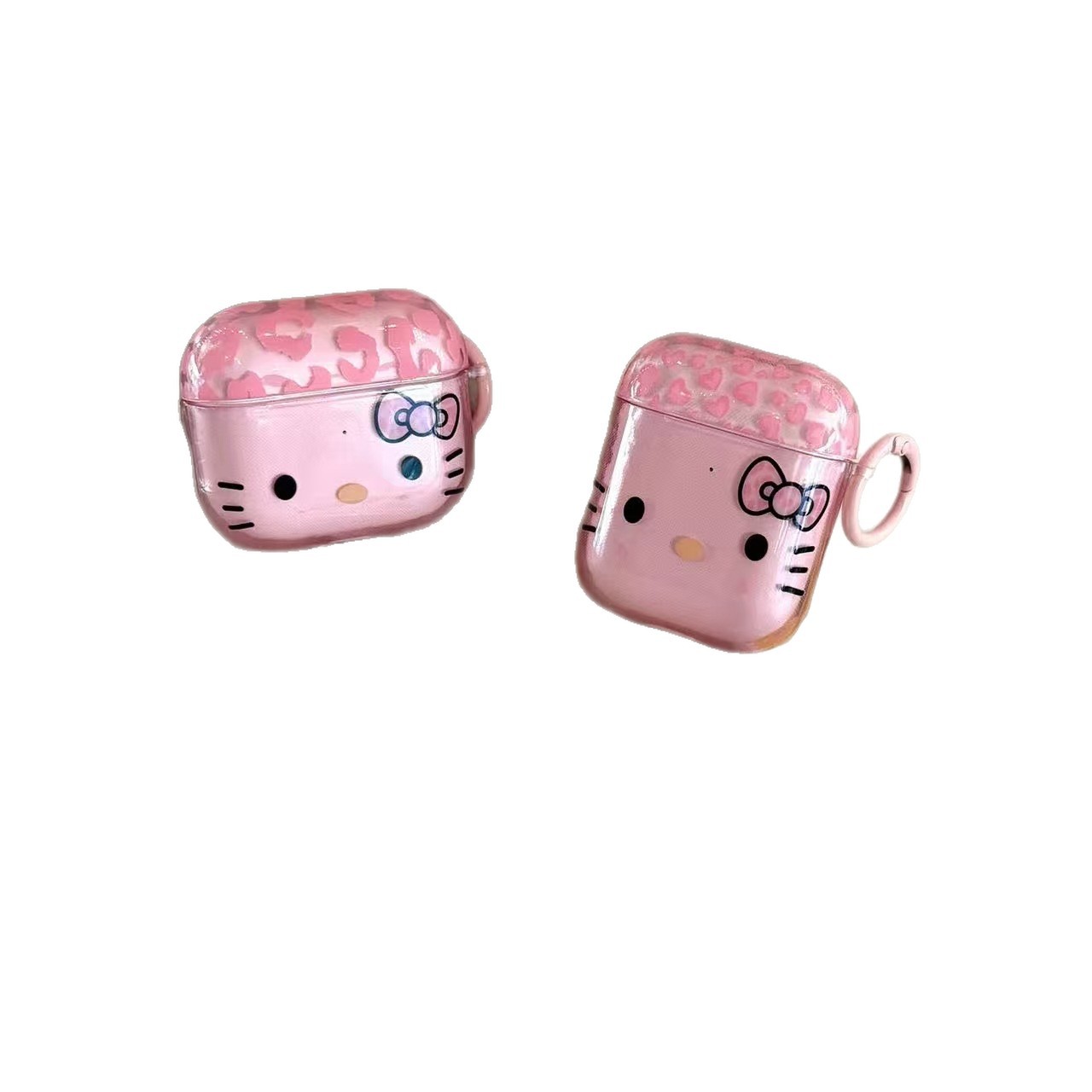Corazón encantador de niña leopardo arco gato Airpods 1 / 2 generación Apple inalámbrico Bluetooth auriculares cubierta 34