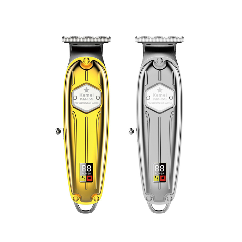 Kemei cuerpo de metal recargable Clipper pelo KM-I5S LCD pantalla digital cortapelos eléctrico Clipper