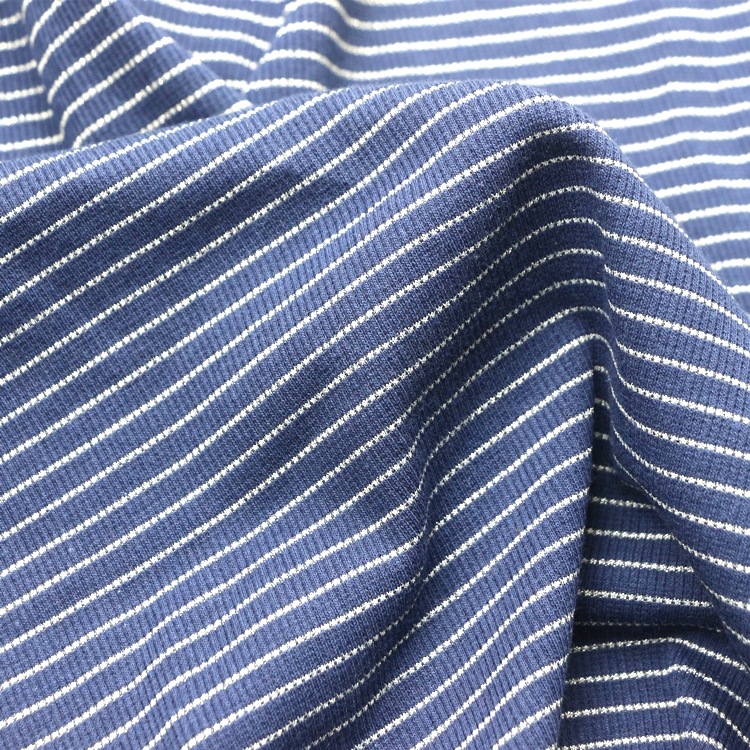 银葱棉氨纶罗纹布螺纹布圆机横条子银丝棉弹力2x2罗纹布服装面料