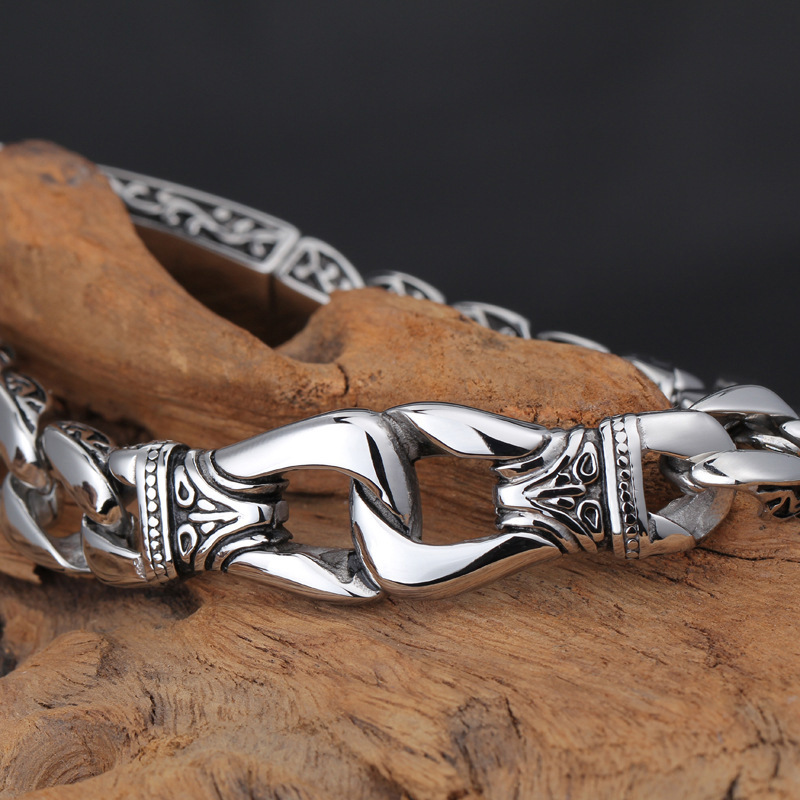 Longrui Retro Totem Cuban Bracelet Creative Men's Hip Hop Dragon Bracelet_voghion.com