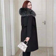 派克服女2025冬季新款真皮草獭兔毛内胆可拆卸中长款修身大衣外套