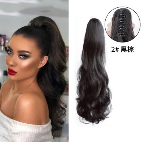 Amazon nuevo caballo pelucón de caballo tigre ondulado cabello largo agarrar clip de cabello de fibra química rizado clip de cabello de caballo mayorista