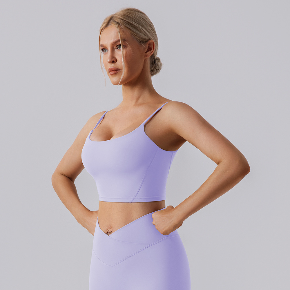 Otoño y invierno desnudos ropa interior deportiva de mujeres de alta calidad correa de hombro delgada yoga cabina de secado rápido sostén de fitness chaleco deportivo