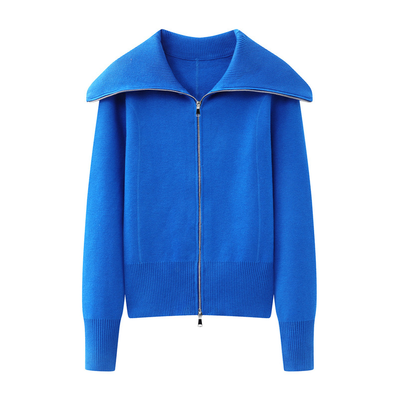 2025 Autumn and Winter New Style Lapel Double Zipper Knitwear Knitwear Jacket for Women D404Zm20Hm50