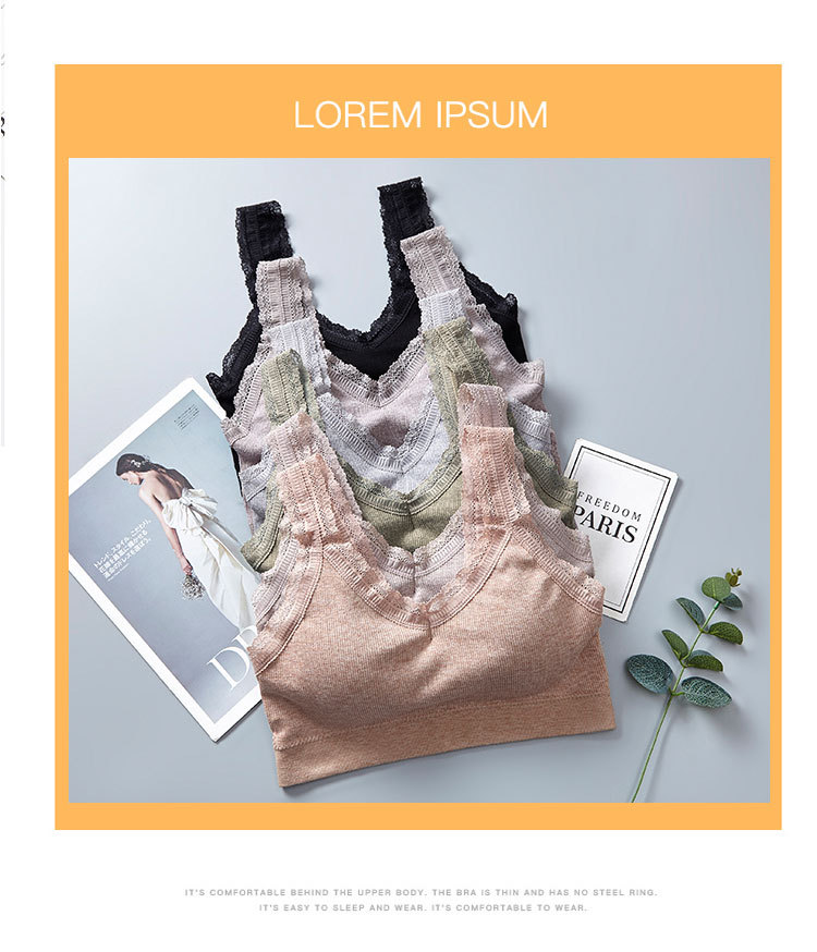 棉美背裹胸性感蕾丝边V领聚拢打底防走光乳胶胸垫可拆卸运动文胸详情图16