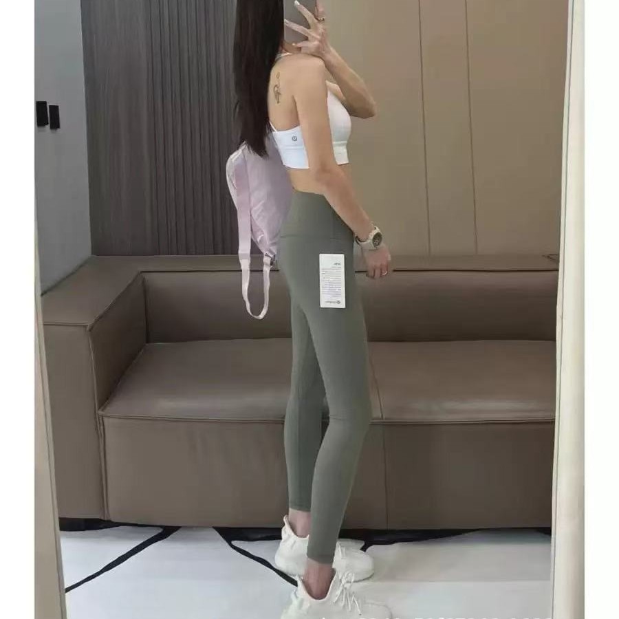 Lulu Same Style Original Label Wunder Train Yoga Pants High-Waisted Naked Feeling Tight-Fitting Butt-Lifting Calf-Length Cropped Pants for Women
