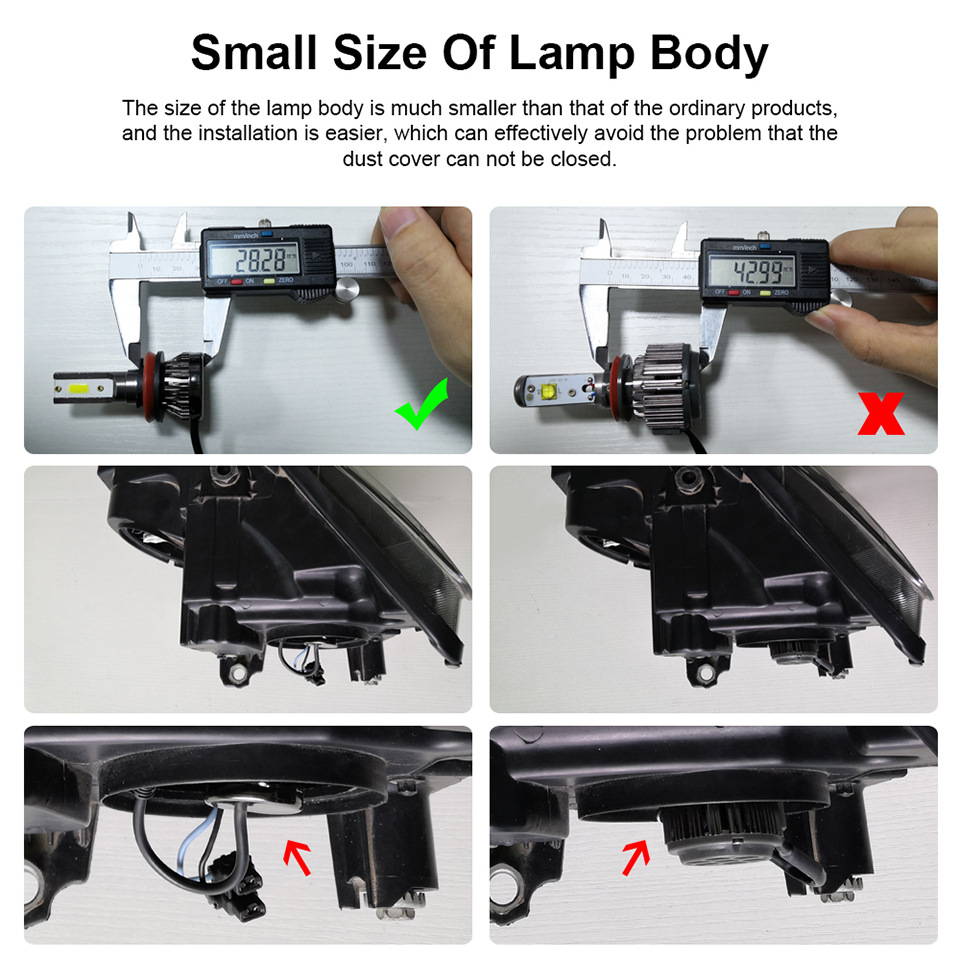 Mini light high beam low beam headlight fanless mini car LED car light H1H3H4H7H8H11LED fog light