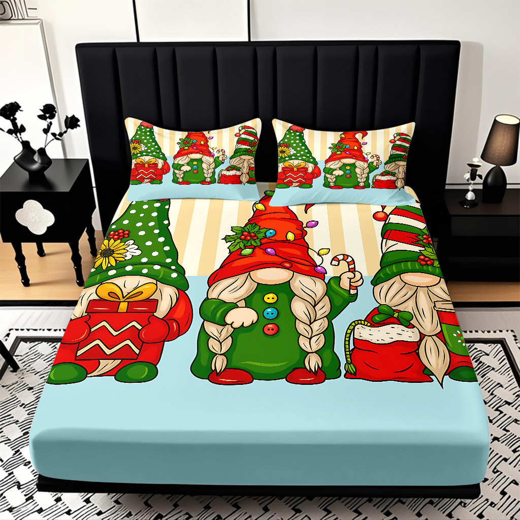 TEMU / JIT nuevos productos transfronterizos adorables series de Navidad molido HD impresión digital cama de cama Kasa set ropa de cama