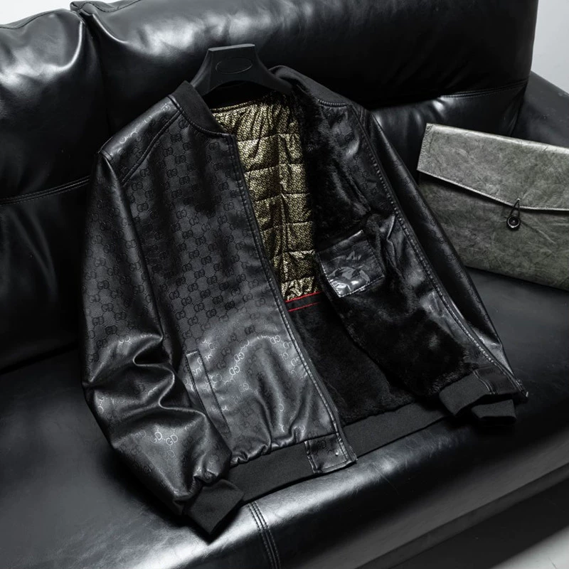 Мужская кожаная куртка Haining, модная мужская куртка из искусственной кожи с принтом GD, повседневная стильная кожаная куртка, мотоциклетная куртка для весны и осени