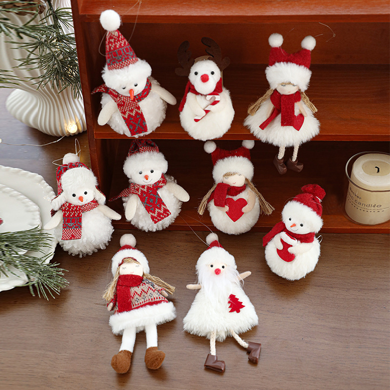 国境を越えて人気のあるぬいぐるみクリスマスストラップ紅白雪だるまクリスマスツリーのペンダントテーブルの飾りクリスマスツリーのペンダント|undefined