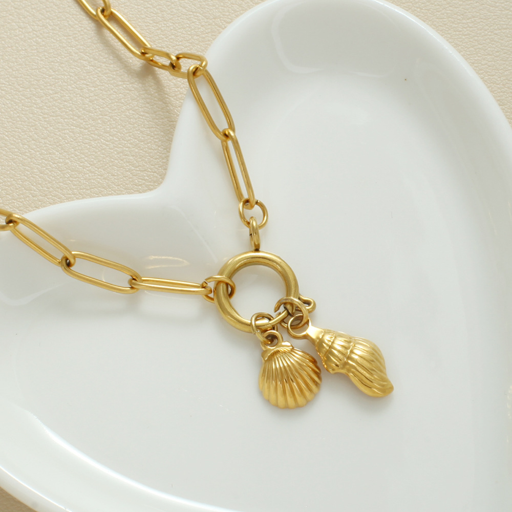 Starfish Conch Dolphin Vintage Style Marine Style 304 Stainless Steel 18K Gold Plated Pendant Necklace Lobster Trigger Clasp Closure display picture 6