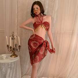 敦煌飞天舞姬汉服烫金抹胸情趣制服古风纯欲情趣内衣大码大码现货