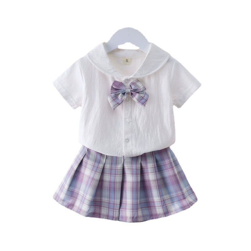 Юни girls' College Wind Set Summer Short JK униформа клетчатая юбка новая детская средняя школа pleated