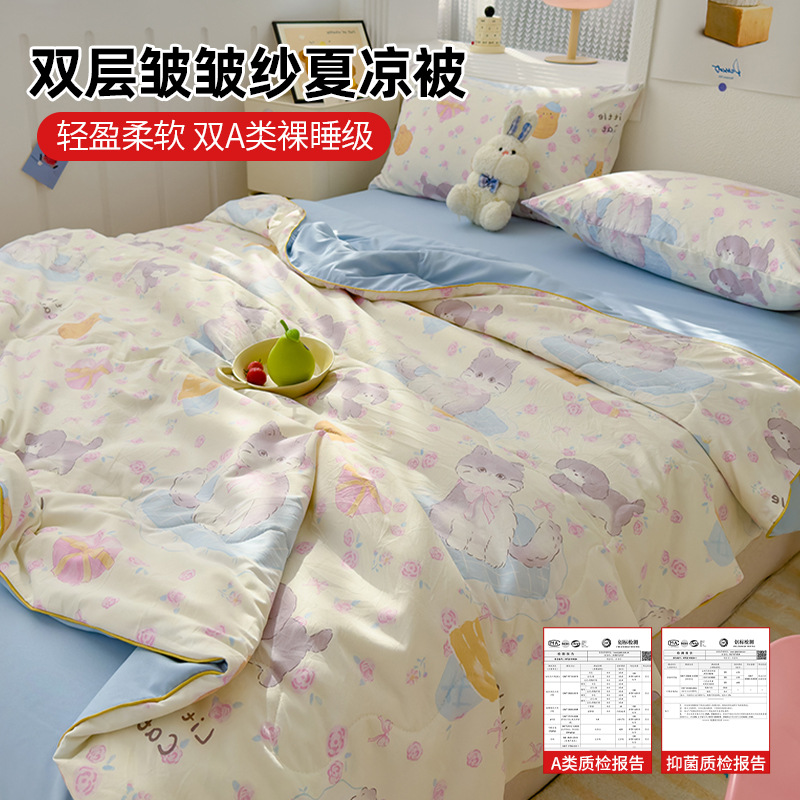 Un hilo de doble capa, edredón fresco de verano, edredón de aire acondicionado, edredón de soja individual de verano, edredón de verano, lavable a máquina 3