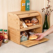 木制面包箱面包盒木制厨房食品储存器可拆卸大容量面包保鲜器