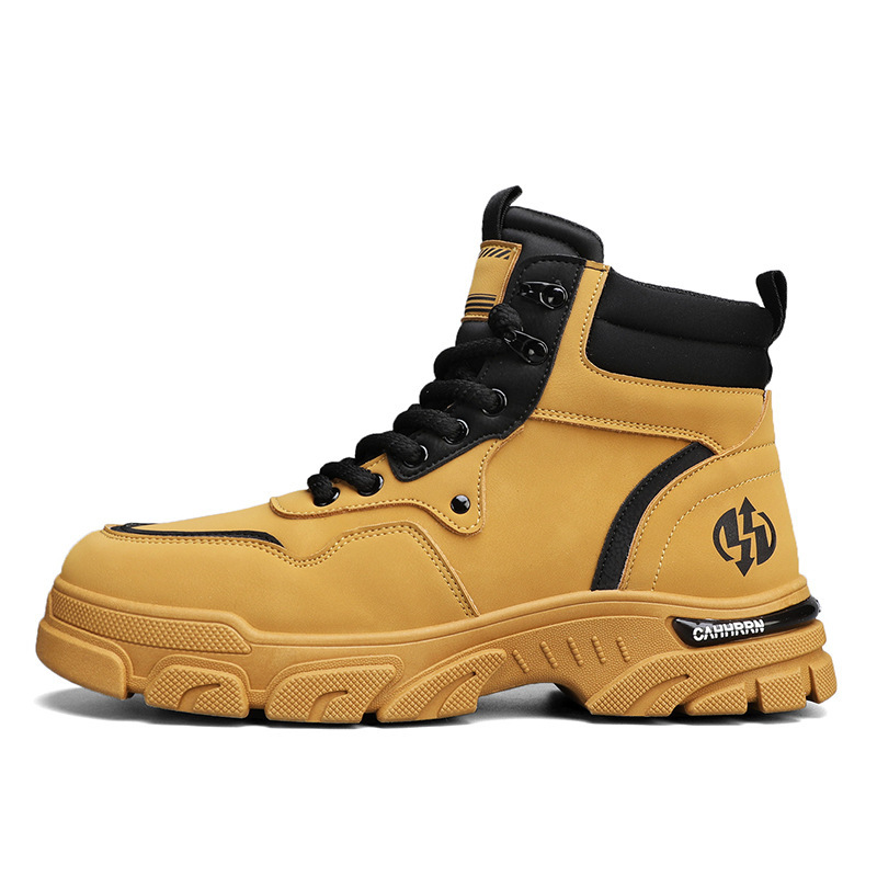 2024 otoño nuevas botas Martin para hombres británicos locomotora de viento botas de herramienta con suela gruesa versátil alta botas de amarillo zapatos de moda para hombres