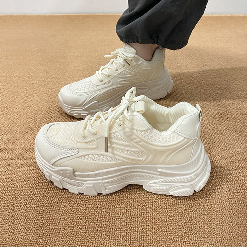 2025 Summer Fashion Thick Sole Laced Dad Shoes Casual Sports Round Toe Laced Women's Shoes