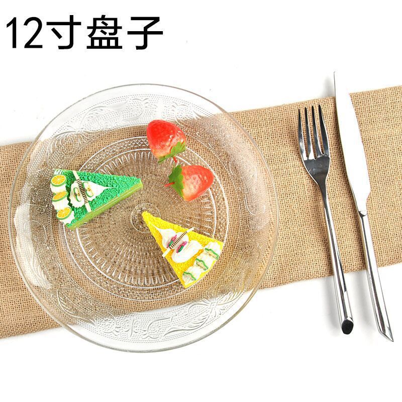 Placa de fruta seca de perla Placa de fruta transparente plato de té redondo de vidrio blanco plato de aperitivo plato de ensalada plato de aperitivo