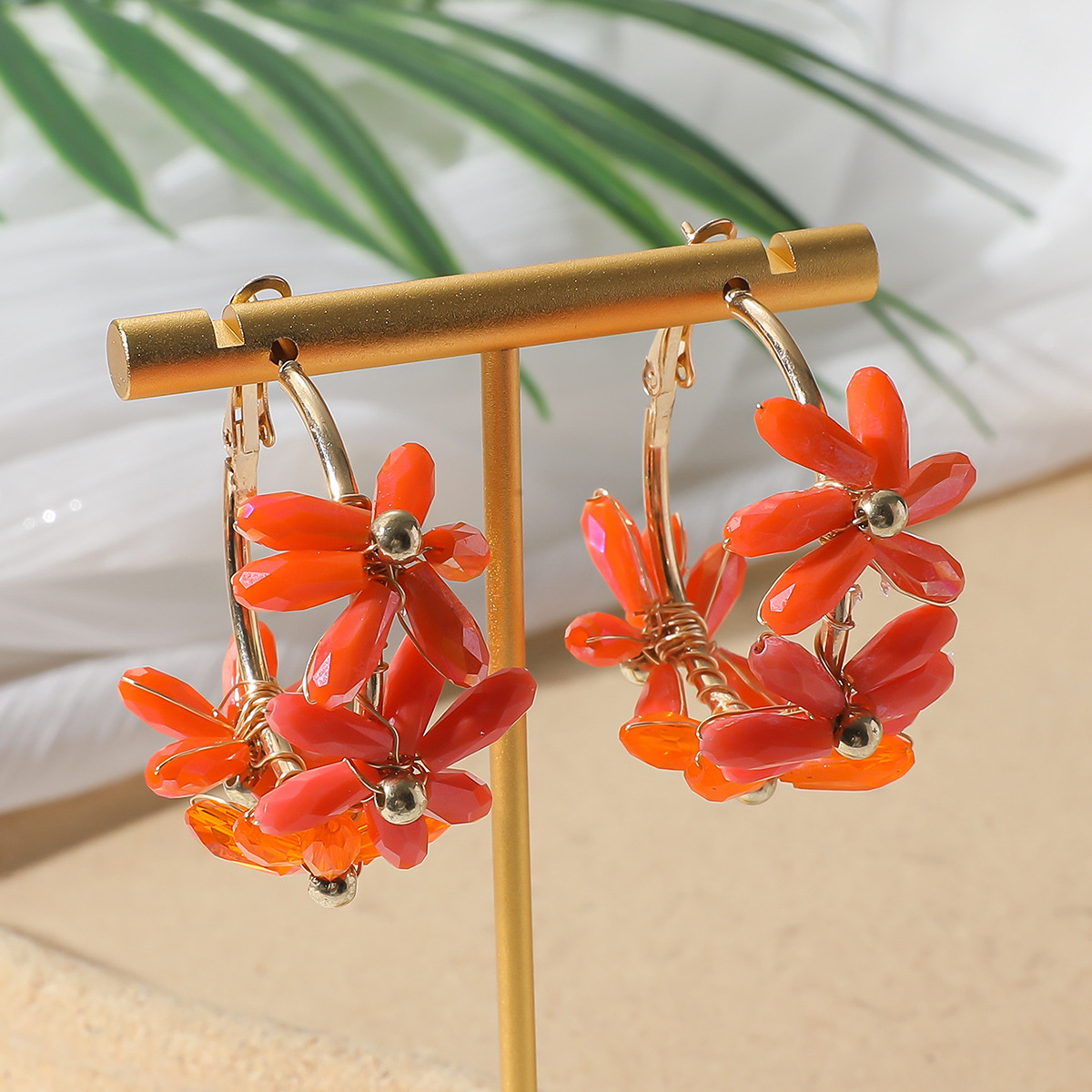 20g Weight 304 Stainless Steel Ear Needle Material Earrings Classification 1 Pair Quantity Holiday, Travel Occasion Artificial Crystal Material Flower Pattern All Seasons Season Women's Gender Vacation, Classic Style Style 1 Pair Vacation Classic Style Flower Artificial Crystal Earrings 8